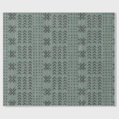 Modern Sage Green Mudcloth Afrikanisches Muster Geschenkpapier (Flach)