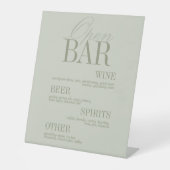 Modern Sage Green Open Bar Menu Wedding Sockelschild (Vorderseite)