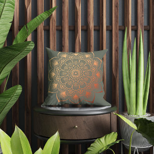 Modern Sage Green Peach Mandala Kissen