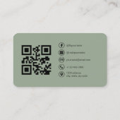 Modern Sage Green Personal Brand QR Code Visitenkarte (Rückseite)
