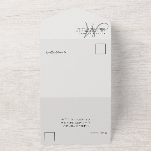 Modern Sage Green Photo Collage Wedding All In One Einladung (Außenbereich)