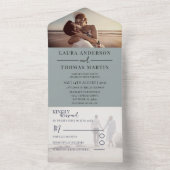 Modern Sage Green Photo Collage Wedding All In One Einladung (Innen Boden)