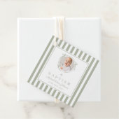 Modern Sage Green Photo Thank You Baptism Geschenkanhänger (Beispiel)