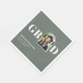 Modern Sage Green Pink Arch Photo Graduation Serviette (Ecke)