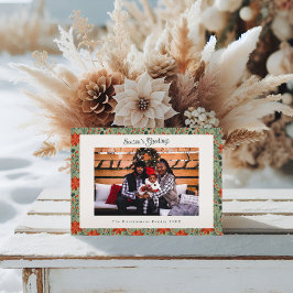 Modern Sage Green Poinsettia Photo Christmas Feiertagskarte