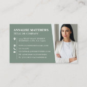 Modern Sage Green Professional Photo Visitenkarte (Vorderseite)