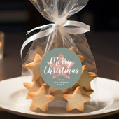 Modern Sage Green Rose Gold Star Weihnachten Runder Aufkleber