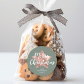 Modern Sage Green Rose Gold Star Weihnachten Runder Aufkleber