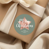 Modern Sage Green Rose Gold Star Weihnachten Runder Aufkleber