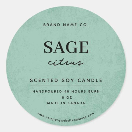Modern Sage Green Rustic Runder Aufkleber (Vorderseite)
