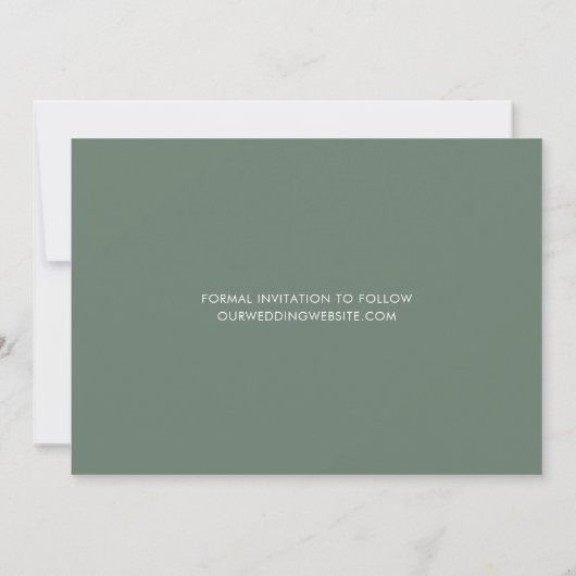 Modern Sage Green Save The Date (Rückseite)