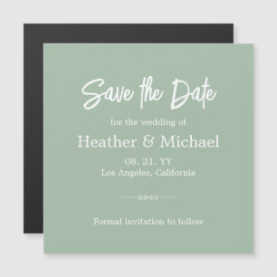 Modern Sage Green Save the Date Hochzeit Magneteinladung