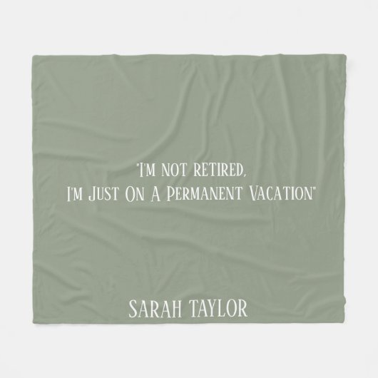 Modern Sage Green Saying Retirement Name Monogram Fleecedecke (Vorderseite (Horizontal))