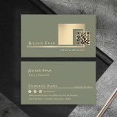Modern Sage Green Scannable QR Code Minimalistic Visitenkarte