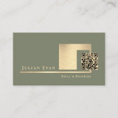 Modern Sage Green Scannable QR Code Minimalistic Visitenkarte (Vorderseite)