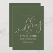 Modern Sage Green Script Cream Minimal Hochzeit Einladung (Vorne/Hinten)