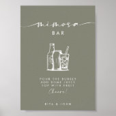 Modern Sage Green Script Mimosa Bar Wedding Sign Poster (Vorne)