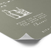 Modern Sage Green Script Mimosa Bar Wedding Sign Poster (Ecke)