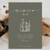 Modern Sage Green Script Mimosa Bar Wedding Sign Poster