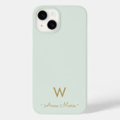Modern Sage Green Script Monogram Case-Mate iPhone Hülle (Rückseite)