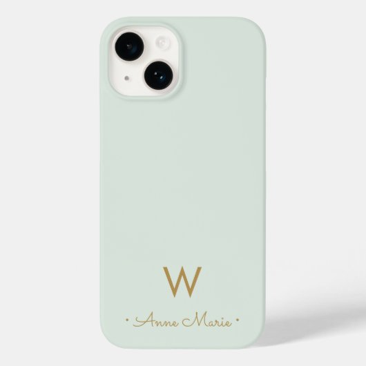 Modern Sage Green Script Monogram Case-Mate iPhone Hülle (Rückseite)