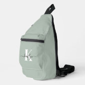 Modern Sage Green Script Monogram Crossbody Bag (Rechte Ecke)