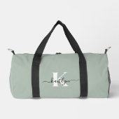 Modern Sage Green Script Monogram Duffle Bag (Vorderseite)