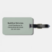 Modern Sage Green Script Monogram Gepäckanhänger (Rückseite horizontal)