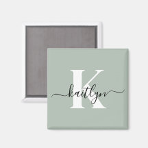 Modern Sage Green Script Monogram