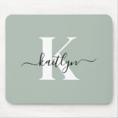 Modern Sage Green Script Monogram Mousepad (Vorne)