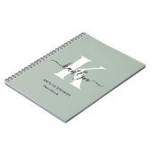 Modern Sage Green Script Monogram Notizblock (Linke Seite)