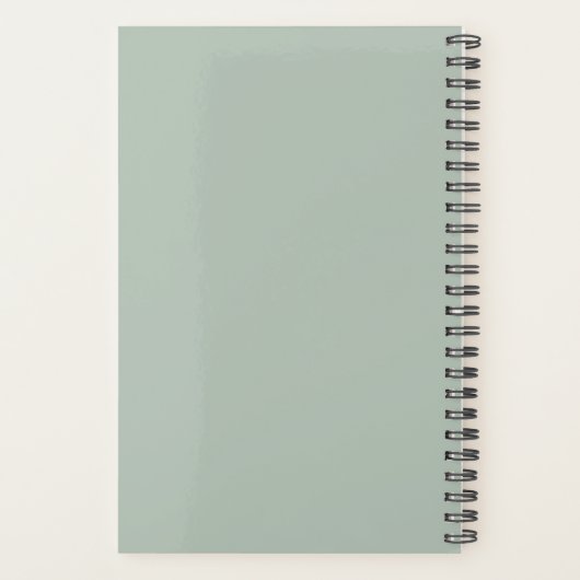 Modern Sage Green Script Monogram Planer (Rückseite)