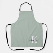 Modern Sage Green Script Monogram Schürze (Vorderseite)
