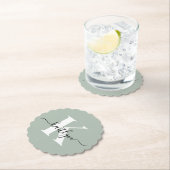 Modern Sage Green Script Monogram Untersetzer (Vor Ort)