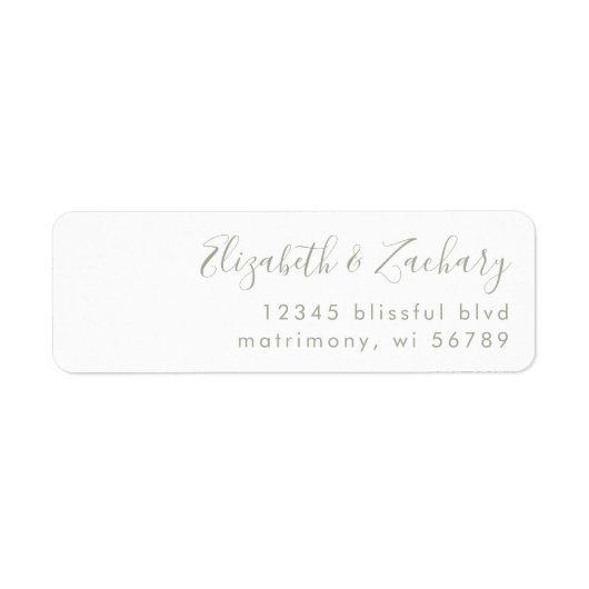 Modern Sage Green Script-Rücksendeadresse (Vorne)