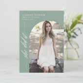 Modern Sage Green sie tat es Abschluss Arch Foto Einladung (Stehend Vorderseite)