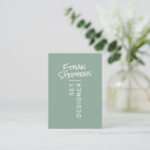 Modern Sage Green Simple Hand Letter Minimalistisc Visitenkarte (Stehend Vorderseite)