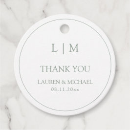 Modern Sage Green Simple Monogram Vielen Dank Geschenkanhänger