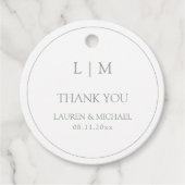 Modern Sage Green Simple Monogram Vielen Dank Geschenkanhänger (Vorderseite)