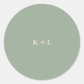 Modern Sage Green Simple Monogram Wedding Runder Aufkleber (Vorderseite)