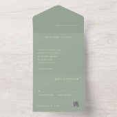 Modern Sage Green Simple QR Code Wedding All In One Einladung (Innen Boden)