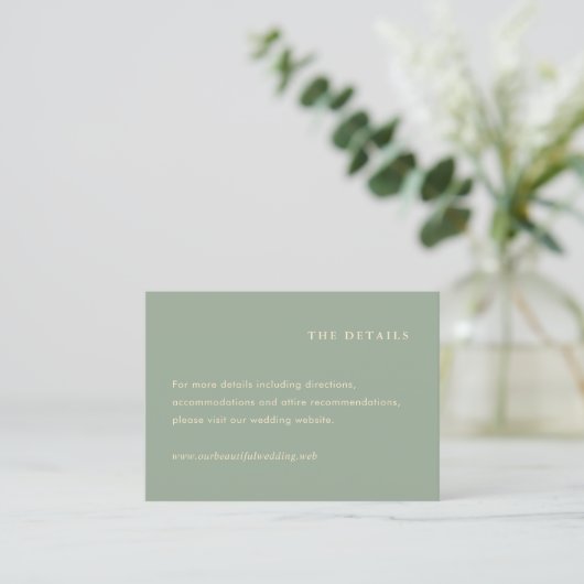 Modern Sage Green Simple Wedding Begleitkarte (Stehend Vorderseite)