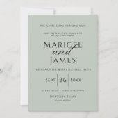 Modern Sage Green Simple Wedding Einladung (Vorderseite)