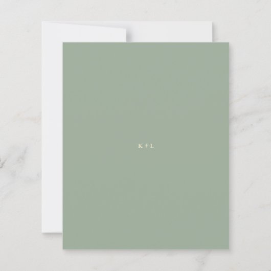 Modern Sage Green Simple Wedding Invitation (Rückseite)