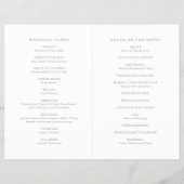 Modern Sage Green Simple Wedding Program Flyer (Hinten)