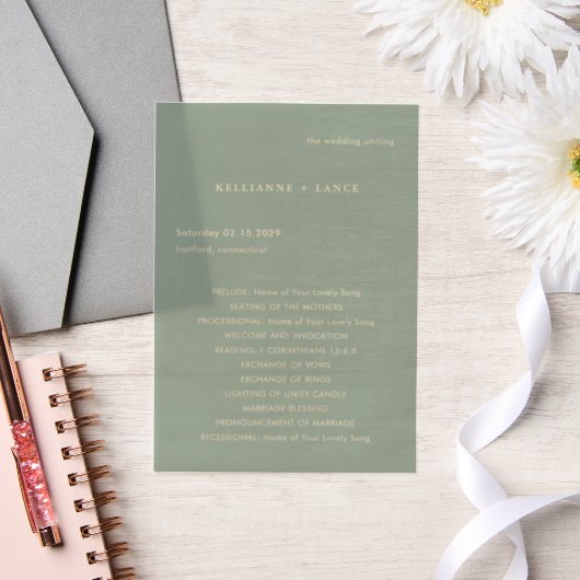 Modern Sage Green Simple Wedding Program Pergament Einladungen (Hochzeit)