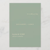 Modern Sage Green Simple Wedding Programm (Vorderseite)
