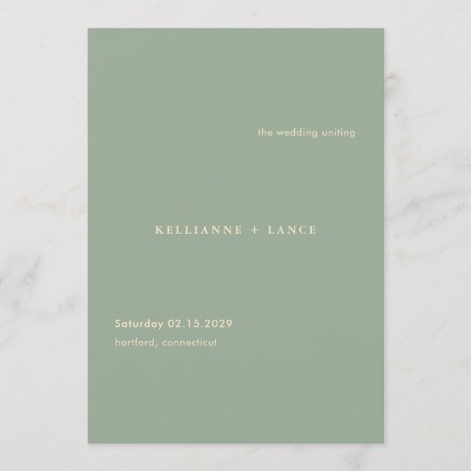 Modern Sage Green Simple Wedding Programm (Vorderseite)