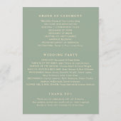 Modern Sage Green Simple Wedding Programm (Rückseite)