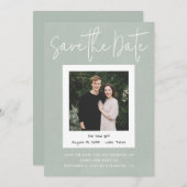 Modern Sage Green Snapshot Photo Save the Date Einladung (Vorne/Hinten)